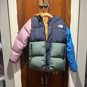 Kids The North Face Colorblock Puffer Jacket size 5 Used